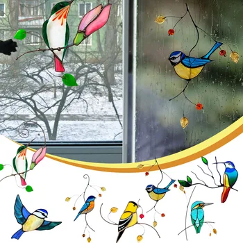 7PCS Odolnosť Skla Okna Závesy Vták Roztomilý 3D Home Auto Dekorácie-Nálepky vitráže Okien Dekorácie Peeping Vták