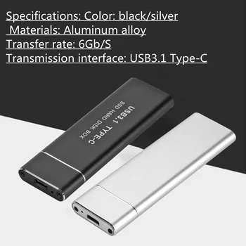 WVVMVV USB 3.1 Typu C do polohy M. 2 NGFF SSD Mobile Pevného Disku Box 6Gbps Vonkajšieho Krytu Prípade za m2 SATA SSD USB 3.1 2260/2280
