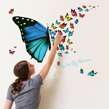 1Pcs DIY 3D Multicolor Motýľ Samolepky na Stenu Deti, Detské Izby, Kuchyne, Domáce Dekorácie Zdarma Lepidlo Domáce Dekorácie Príslušenstvo