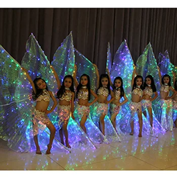 Deti Tanečníkov LED Plášť Výkon Svetelný Motýlie Brušného Tanca Karneval Prop SP99