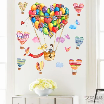 Láska teplovzdušný balón samolepky na stenu cartoon pár izba obývacia izba domova stenu samolepiace dekorácie, nástenné maľby romantique