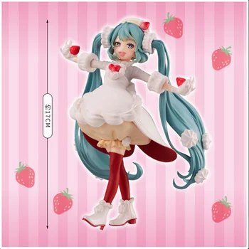Originálne FuRyu Miku VOCALOID Jahodový Zákusok Obrázok PVC Akčný Model Hračky Anime Dievča Obrázok Akcie Obrázok