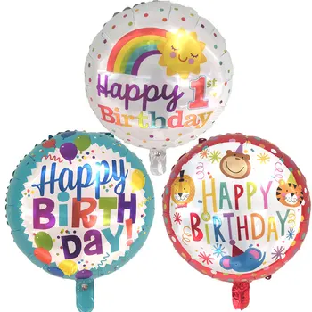 1PC 18-palcové happy birthday kolo balón Hliníkovej fólie Hélium balóniky 1. narodeniny, party dekorácie Dodávky