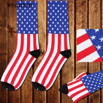 [WPLOIKJD]Muži Bavlnené Ponožky Prekladané A Hviezd Vlajky Ponožky Novo Európe, Spojených Štátoch Kvalitný Priedušný