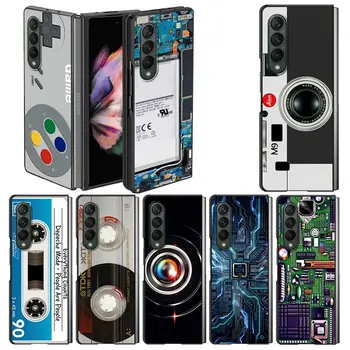 Luxusný Telefón puzdro pre Samsung Z Fold3 5G Pevný Kryt Pre Galaxy Z Zložiť 3 Capa ZFold 3 Plastové Coque Retro Vintage Camera Kazeta