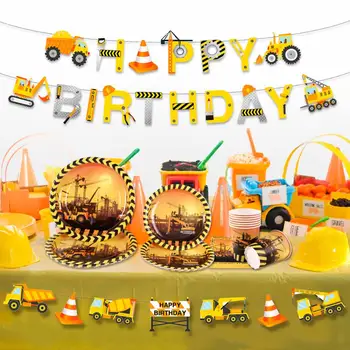 Bager Vozidla Narodeninové Balóny Truck Tortu Vňaťou Happy Birthday Banner Konštrukcia Narodeninovej Party Decor Detský Baby Sprcha