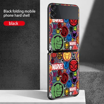 Móda Nové Mobilné Shockproof Pevný Kryt Marvel Logo Avengers Pre Samsung Galaxy Z Flip 3 5G Black Fundas Telefón Prípade
