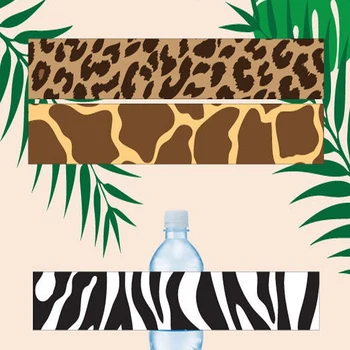15 Nálepky Jungle party fľaša na vodu obaly Safari narodeniny fľaša na vodu labels
