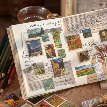 2 Hárky Papiera, Pečiatky, Nálepky Diy Vintage Van Gogh Funguje Maľovanie Samolepky Pre Denník Scrapbooking Kalendár, Plánovač, Kancelárske Potreby
