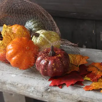 Simulácia Mini Tekvica Nastaviť Zlatý Jeseň Halloween Dekorácie Tekvica Leaf Buchta Zmiešané Javorovo Ovocie Žalude Prop Vďakyvzdania Z2M3