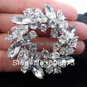 Vinatge Maloobchod!!Móda Leaf Kvetinový Veniec Pin Brošňa Crystal Diamante Korálky Šperky Brošňa Svadobné Brošňa Kolíky Šperky