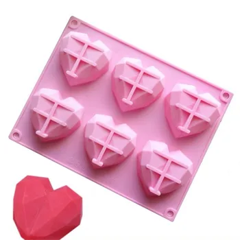 6 Dutiny 3D Mousse Pečenie Mydlo Forme Pečivo Nástroje Tortu Diamond Silikónové Láska Plesne Zdobenie Srdca