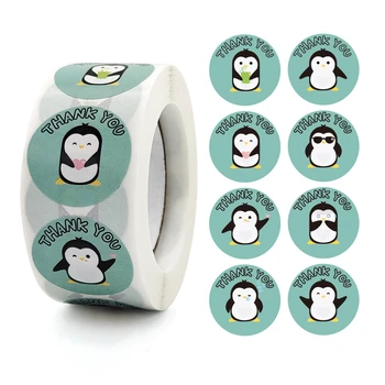 100-500 Ks 1 Palec Cartoon Zvierat Penguin Ďakujem Štítok Samolepky pre Dieťa Darčekové Karty Strana Narodeniny Package Balenie Pečiva