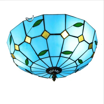 Farebné sklo, stropná lampa tiffany Stredomoria stropné svietidlo Bohemia, flush mount stropné osvetlenie v spálni, predsieň, kuchyňa