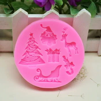 YJ.SHYU Vianočný Stromček Santa Claus Jeleň Darček Silikónové Formy Cake Zdobenie Nástroje pre Čokoládové Plavidlá 3D forma na Pečenie Potravín, Plesní