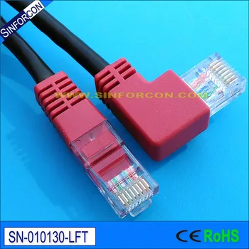 6 EIA-586B RJ45 UTP Konektor Samec na Male Ethernet LAN CAT5e Patch Kábel Tvaru L Predlžovací Kábel