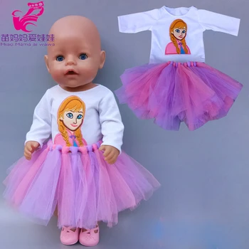 18-Palcové Dievča Tutu Šaty Anna Rainbow Sukne 17 Palcové Baby Doll Dress Deti Darček Bábika Oblečenie