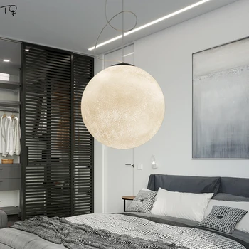 Nordic Moderné 3D Tlač Mesiac Prívesok Svetlá Jednoduchý Návrhár Živice Spálňa Posteli Deti osvetlenie Miestnosti Obývacia Izba Led Visí Lampa