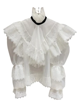 TWOTWINSTYLE Prehrabať Výbava Biele Rovné Tričko Pre Ženy Turtleneck Dlhý Rukáv Pevné Blúzky Ženské Módne Oblečenie v Štýle Nové