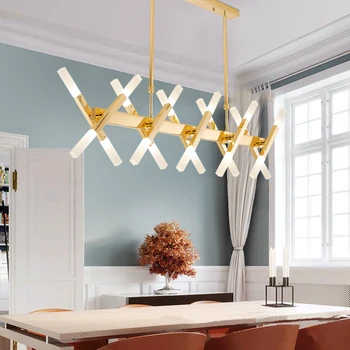 Led Moderné Nordic Obdĺžnik Prívesok Svetlo Postmoderných Luxusnej Reštaurácii Jedáleň Luster Akryl Kreatívny Dizajnér Lampa