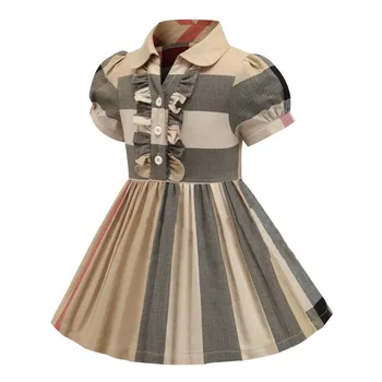 Európsky Štýl Baby Girl Šaty krátke Rukáv Koberčeky Nové Oblečenie, Bežné Nosenie Princezná Deti Oblečenie 2-6 Y Šaty pre Nový Rok 2022