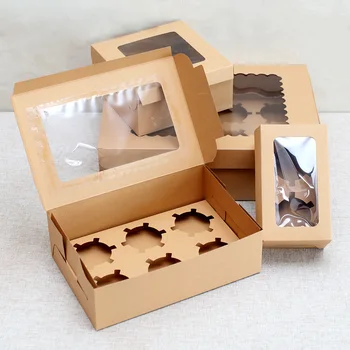 1pc DIY Muffin Box s Oknom Papierovej Darčekovej krabičke Cake Obale Pre Svadobné Domácej Strany Muffin Balenie Vianočné Darčeky Tortu Nástroj