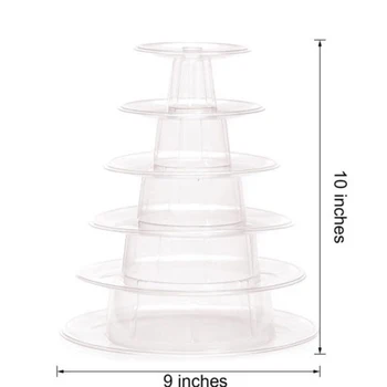 6 Tier Kole Multi-function Macaron Tower Display Tortu Cupcake Stojan z PVC, Podnos, Stojan pre Svadby, Narodeniny, Party Veľkoobchod