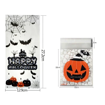 Cute Halloween Candy Bag Tekvica Ghost Cookie Dezert Balenie Vrecia samolepiace Plastové Tašky Dodávky Trick or Treat Dary