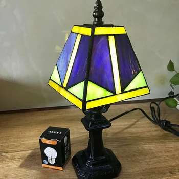 Európa Retro Vintage Nočná Lampa Mozaikové Farebné Sklenené Tienidlo E27 LED Štúdia Tabuľka Lampa Obývacej Izby, Spálne, turecké LED Svetlo