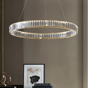 Luster osvetlenie veľké schodisko crystal kruh, krúžok závesné lampy domova lustre obývacia izba villa loft svietidlo