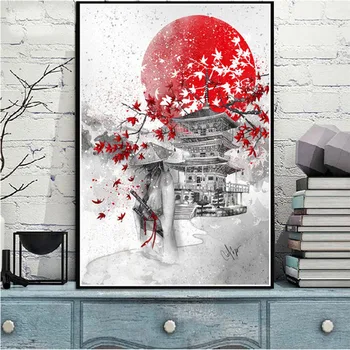 Japonské Zenové Atrament Bonsa Bushido Samuraj Kanji Plagát Plátno na Maľovanie Moderné Nástenné Art Obrázok, Plagát a Vytlačí Domova