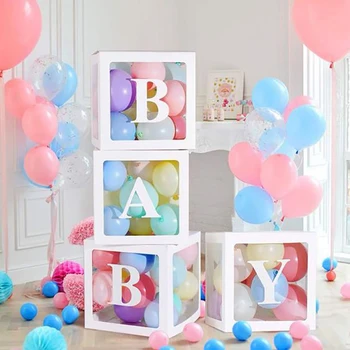 Radosť-Enlif Transparentné Poľa Názov List Balóny Baby Sprcha Dekorácie Prvý 1. Narodeniny Balóny, Party Dekor Darček Deti Balon