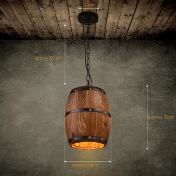 Moderné prírodné drevo Víno barel strop prívesok žiarovka E27 svetlo závesné Svietidlo pre bar, reštauráciu, jedáleň, obývacia izba kaviareň