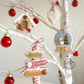 1PC Vianočné Cookie Cutter Biscuit Formy Vianočné Tému Signpost Vianočný Dom Gingerbread House Crystal Ball Formy na Pečenie Nástroje