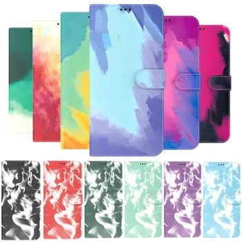 Akvarel Farebné Gradient Telefón puzdro Pre Samsung Galaxy A02 A12 A32 A42 A52 A72 A51 A71 5G A21S A31 A11 Mraky Kožené Peňaženky